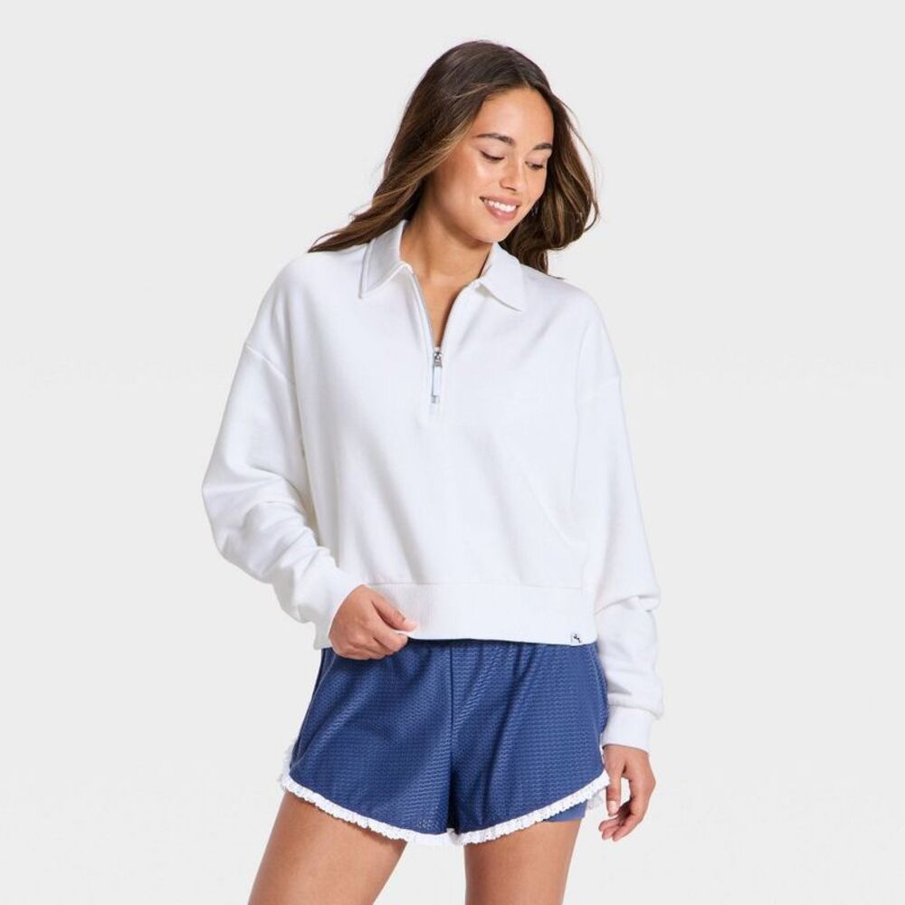 Women's Americana 1/2 Zip Sweatshirt - JoyLab White XXL